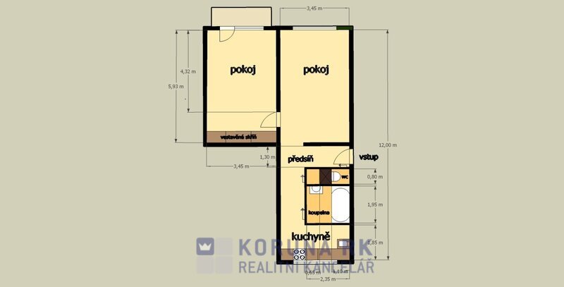 Pronájem bytu 2+1, J. Opletala, České Budějovice